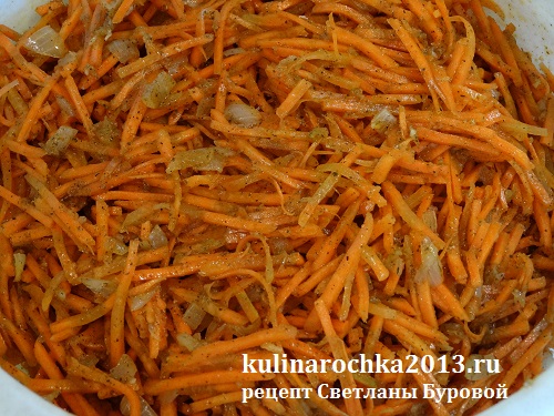 Рецепт: Салат из курицы с корейской морковью - С маринованным луком
