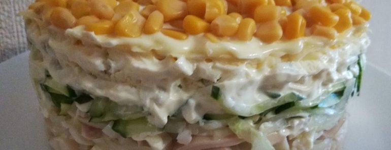 салат с кальмарами и огурцом